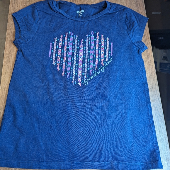 Girls T shirt M (7/8) Gymboree navy blue heart Best Friends - Picture 1 of 4